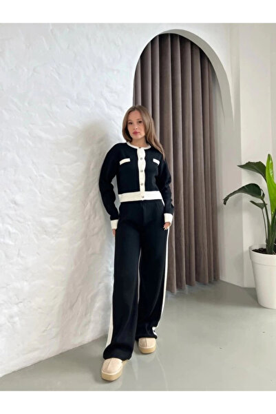 Modayakamoz Γυναικείο Μακρυμάνικο Σετ Πλεκτό με λεπτομέρεια ρίγες