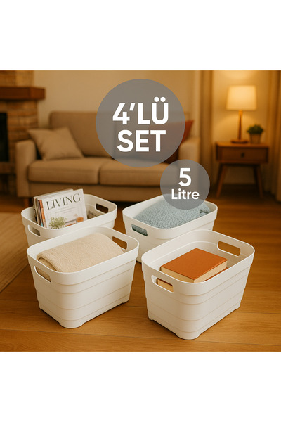 Nesto Home مجموعة سوفت بوكس ​​مكونة من 4 سلال متعددة الأغراض بدون غطاء 4 × 5 لتر