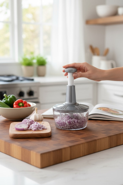 beyshome 3 Bıçaklı Solingen Paslanmaz Çelik Bıçaklı Basmalı El Rondosu Bas Kes Manuel Sebze Doğrayıcı