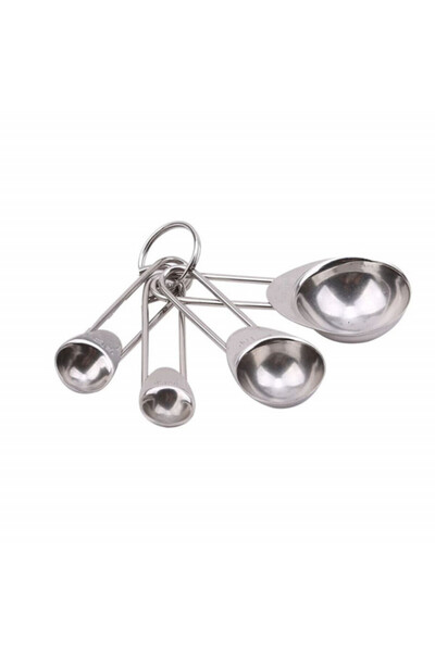 PUFO Set of 4 different sized metal spoons for measuring ingredients, spices, silver