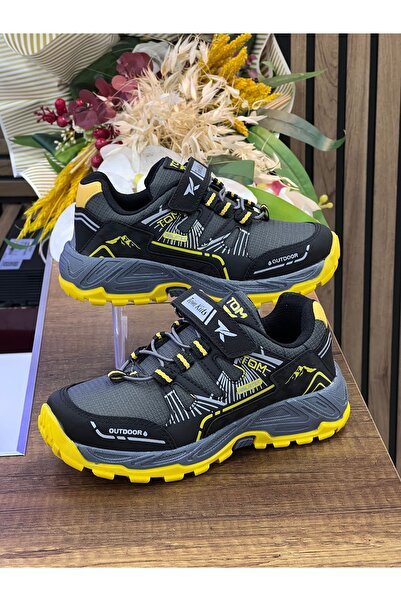 TOMKIDS Pantofi ortopedici impermeabili pentru copii - afumat negru galben