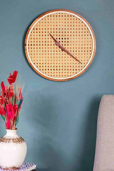 Genel Markalar İstanbul Serisi Şile Hazeran Ahşap Duvar Saati Rustik Sarı Ahşap 32 cm