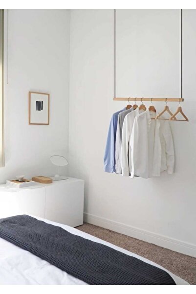 Svava Bej Ahşap Giysi Askılığı. Tavana Monte Modern Elbise Askılığı Elbise 1 ...