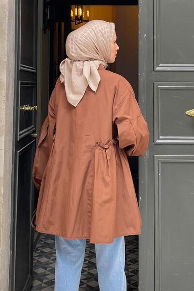 lamelif Τονίκ με μανίκια με μπαλόνι Lopez Bitter Brown