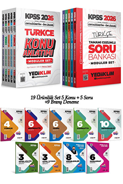 Yediiklim Yayınları 2026 KPSS Ortaöğretim Ön Lisans GY-GK Konu Anlatımı ve Soru Bankası Modüler Set