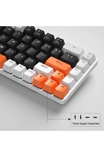 Timebox Mechanical Gaming Keyboard, 60%, LED Lights, 68 Keys, with Type-C Cable, Blue Switch, Portable, Ora