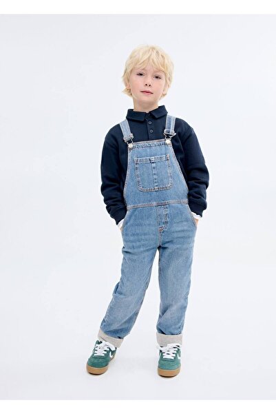 MANGO Baby Pamuklu denim tulum