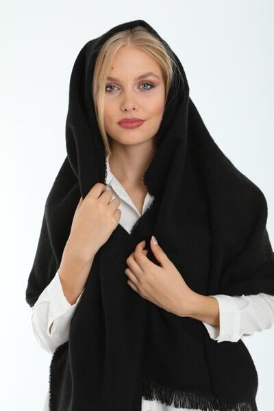 BALIENTE Унісекс чорний м'який шарф з товстим капюшоном