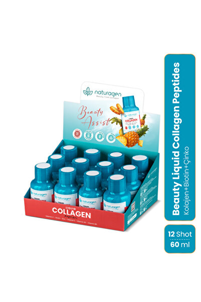 Naturagen Kolajen Ananas Aromalı Likit Collagen Shot 60 ml X12 Adet Şişe Tip 1 & Tip3 Hidrolize Sıvı Collagen