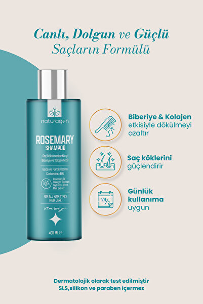 Naturagen Rosemary Yoğun Bakım Şampuanı Dökülme Karşıtı Hızlı Uzamaya Yardımcı