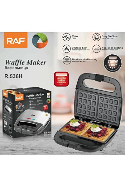 divendi-ro Aparat de gofre, RAF R536H, 750W, Control automat al temperaturii, Negru-Argintiu