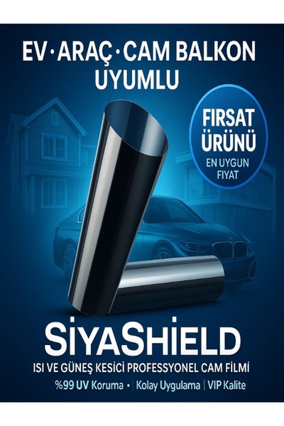 Genel Markalar 75 CM X 6 METRE ORTA TON EV ARAÇ OFİS UYUMLU SİYAH CAM FİLMİ