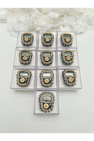 lenagiftworkshop 10 bucăți de mica gri în cutie (Mevlit-Sünnet-Hac-Umre) Zikrmatik cu piatră cadou