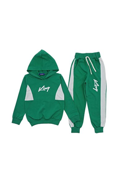 atabay طقم بدلة رياضية بغطاء للرأس مطبوع عليه كلمة KING، مصنوع من خيطين بدون ...