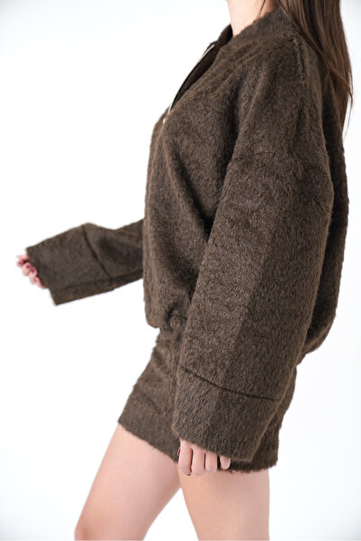 Artgoo Women's Brown Daily Comfortable Soft Textured Top and Bottom Set