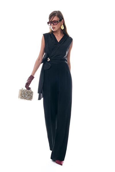 EXPLOSION Tafta Garnili Gold Tokalı Bol Paça Tulum