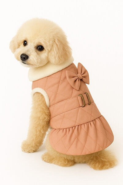 Dolce Pets Köpek Kıyafeti Tasmalı Fiyonk Ceket/Pembe