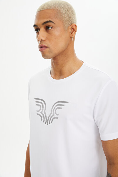 bilcee Ανδρικό λευκό μπλουζάκι προπόνησης Quick Dry 0094