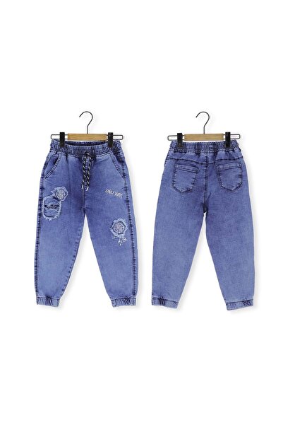 atabay Only Way Embroidered Denim Pants Navy Blue