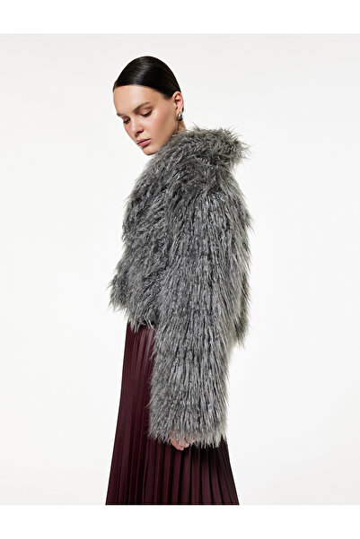 Koton Mâneci lungi, guler șal, scurt, artificial haină de blană artificială