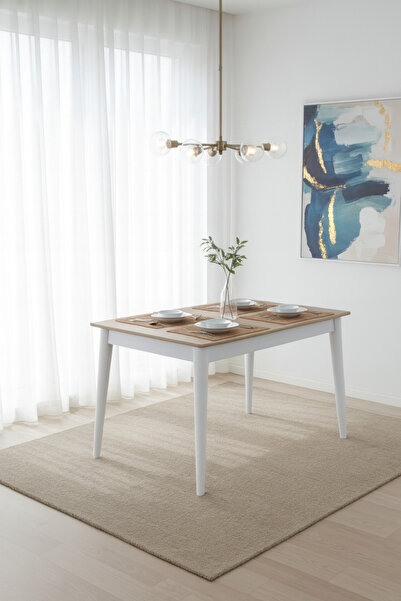 PLASMOB 70X120 Mutfak Masası Retro Serisi Balkon Masası (Sadece Masa)-Ceviz/Beyaz 70 x 120