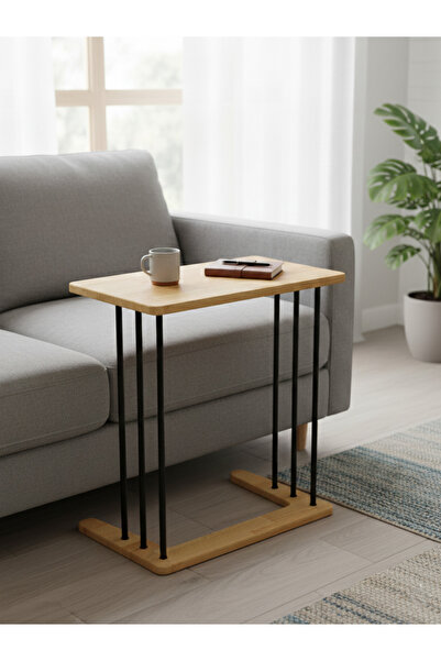 Merhaba Mobilya Gürgen ahşap (masif) YATAY C sehpa (yan sehpa)