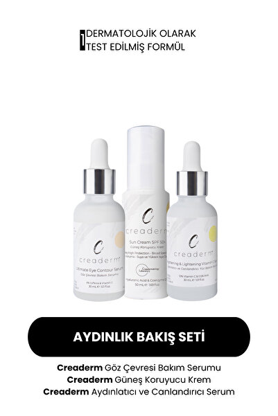CREADERM Aydınlık Bakış Seti (Güneş Kremi & Vitamin C & Göz Çevresi Bakım Serum)