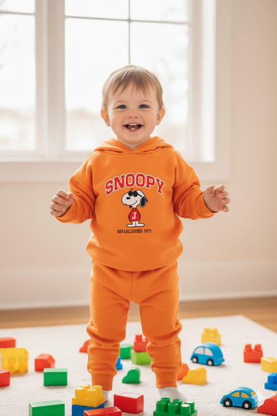 Zerenyus بدلة سنوبي للأطفال بعمر 6-24 شهرًا باللون البرتقالي