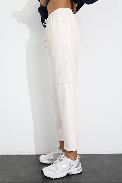 Suziş EKRU 1 Серія Шви Детальні шкіряні штани 50715