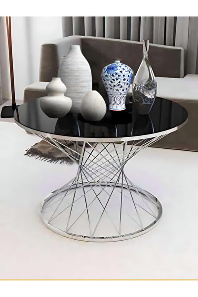 Kech Motorcycle Kayzer Zigon Orta Sehpa Gümüş Ayak Siyah Cam