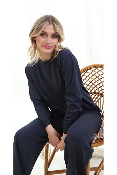 QUMRULİFE Cycling Collar Stretch Fabric Fabric Top and Bottom Oversized Sets