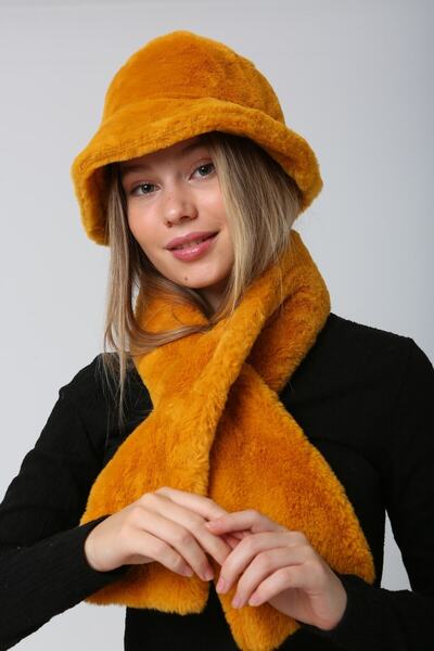 BALIENTE Saffron Soft Textured 2-piece Plush Set - Neck Collar and Hat