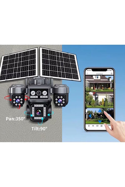 TR Charger 4 Kameralı E-SIM Güneş Enerjili Güvenlik Kamerası – Çift Güneş Paneli, SIM Kartlı AOV Akıllı Kamera