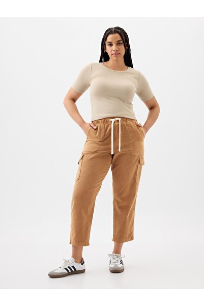 GAP Kadın Kahverengi Bağcıklı Ease Kargo Jean Pantolon
