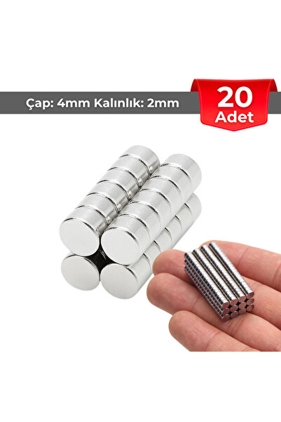 NeoHobi [20 Adet] Neodyum Mıknatıs Çap: 4mm Kalınlık: 2mm [D4x2] NdFeB Güçlü ...