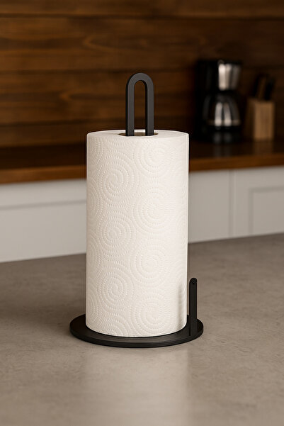 VENON Siyah Düz Model Metal Havlu Peçetelik- Kağıt Havluluk-Masa Üzeri Peçetelik Rulo Havluluk