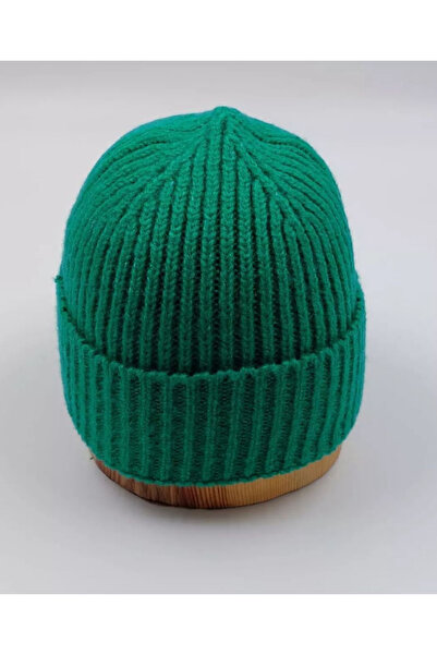 BALIENTE Unisex Ribbed Beanie - Σκούρο Πράσινο Μάλλινο