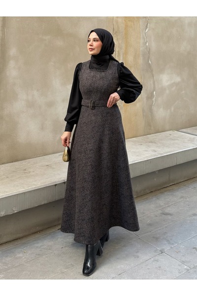 Moda Lippa جيليه شتوي بني مع حزام