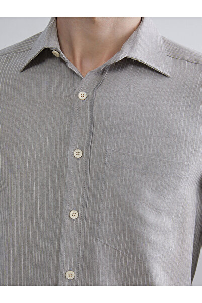 LC Waikiki Ανδρικό πουκάμισο με μακρυμάνικο ριγέ ποπλίνα Vision New Season Regular Fit