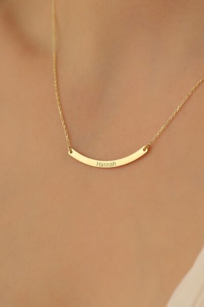 Nox Jewelry 925 Ayar Gümüş Kişiye Özel İsim Yazılı İnce Plaka Kolye Gold