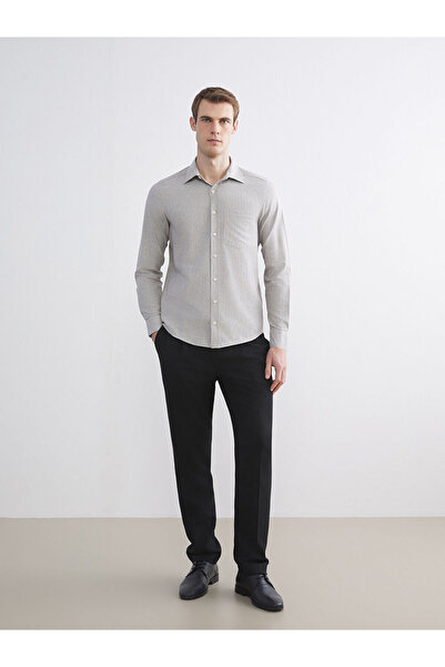 LC Waikiki Ανδρικό πουκάμισο με μακρυμάνικο ριγέ ποπλίνα Vision New Season Regular Fit