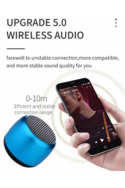 Choice مكبر صوت M1 أزرق محمول بتقنية البلوتوث، مكبر صوت ستيريو محيطي صغير بمنفذ USB خارجي