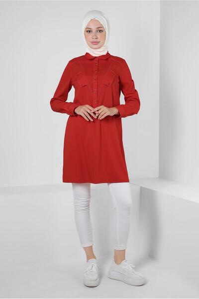 Alvina قميص بأزرار وطية صدر السترة 43826