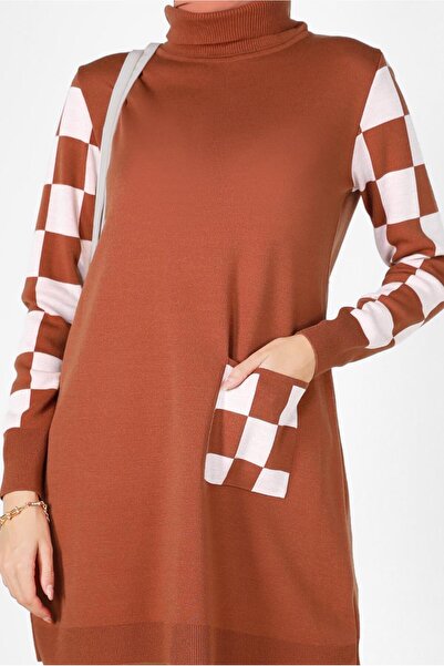 Alvina SQUARE PATTERNED POCKET KNIT TUNIC 42022