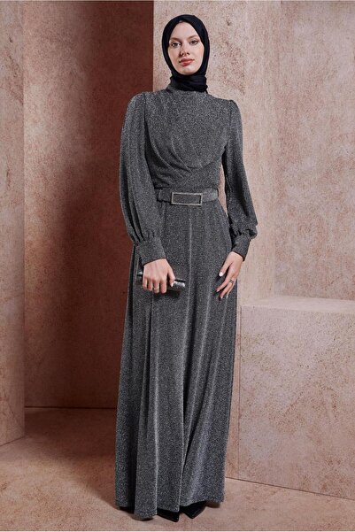 Alvina Glittered Belted Evening Dress - Model 50424