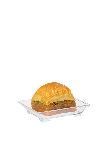 Kristal Plastik Mini Kare Tabak 6x6cm - 50 Adet (1 Paket)