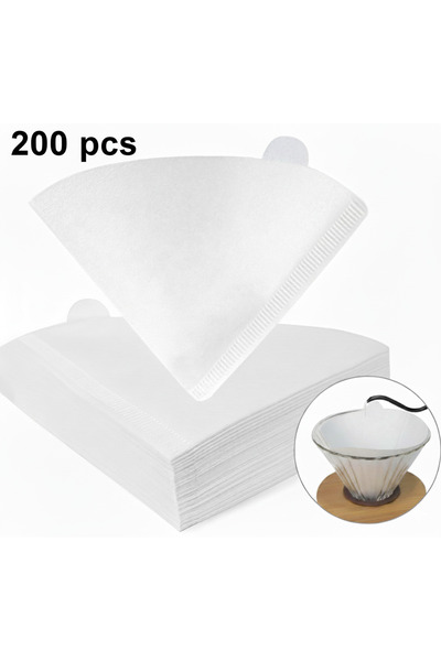RELAXY V60 Coffee Filters, Cone Paper White Unbleached Size 02 - Fits 2-4 Cups. 200 pcs