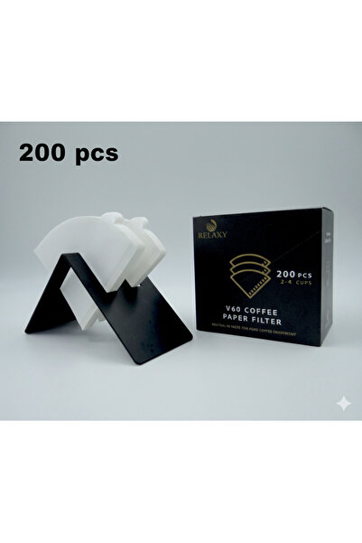 RELAXY V60 Coffee Filters, Cone Paper White Unbleached Size 02 - Fits 2-4 Cups. 200 pcs