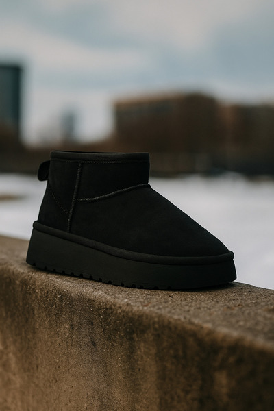 POTEEN Γυναικείες κοντές μπότες C304-Μαύρο