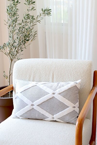 HAMUR Bohemian Custom Design Punch Punch Pattern Rectangular Throw Pillow Cover Bella Gray
